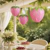 Birthday Party Hanging Ornaments Strawberry Paper Lantern, Pink Fruit Shaped Decor for Party, Sweet Style Event Supplies Collapsible Round Lamp