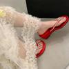 Fashion 2025 New Summer Women Crystal Clip Toe Slippers Fashion Wedges Heel Slide Ladies Elegant Street Style Flip Flop Shoes