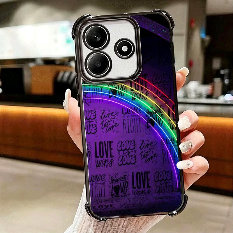 LGBT Rainbow Love Is Love Plating Phone Case For Xiaomi Redmi Note 14 15 Pro Plus 13 12 11 11S 11T 10 9S 9 5G Anti-Fall Airabag