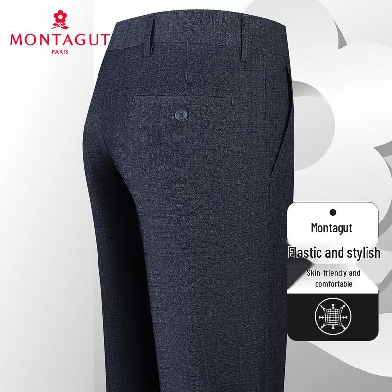 

MONTAGUT Men s Subtle Check Stretch Dress Trousers L
