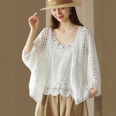 Autumn New Bohemian Vacation Style Hollow Sunscreen Knitted Cardigan Jacket Women's Sweet Loose Chic Top