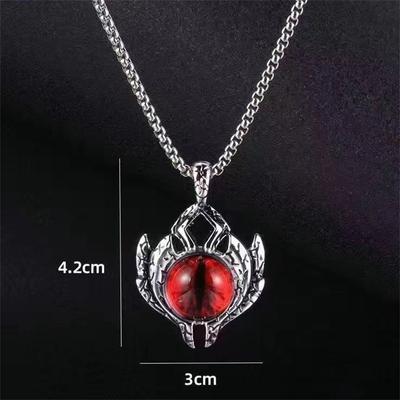Vintage Gothic Demon Eye Pendant Necklace For Men Women Party Hip Hop Jewelry