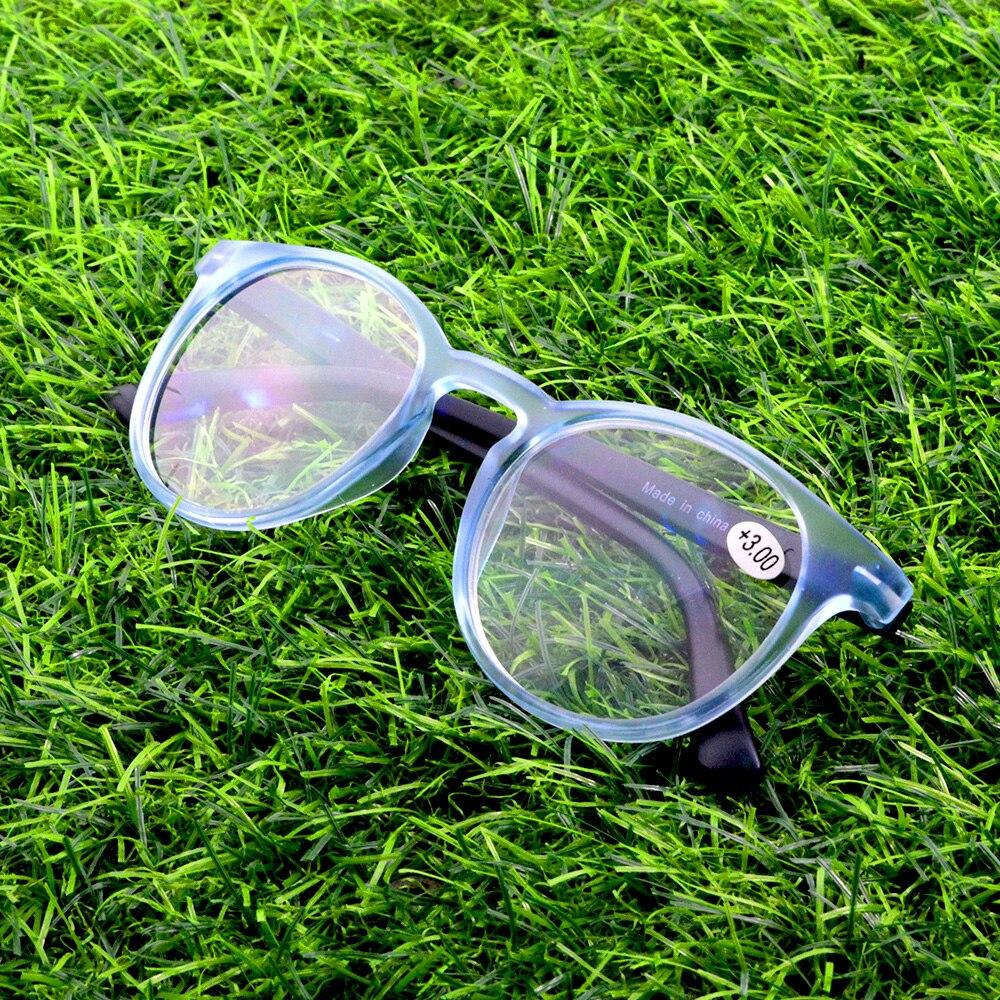 Синие классические модные круглые очки для чтения с пружинными шарнирами TR90 в стиле — фото 6