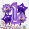 5pcs Purple Number Foil Balloon Set for Birthday Parties, Anniversaries, Holiday Celebrations, Party Decorations,