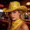 Gold Sequins Western Cowgirls Hat with Bandana Costume Set For Parties And Theme Event With Comfortable Acrylic Fabric