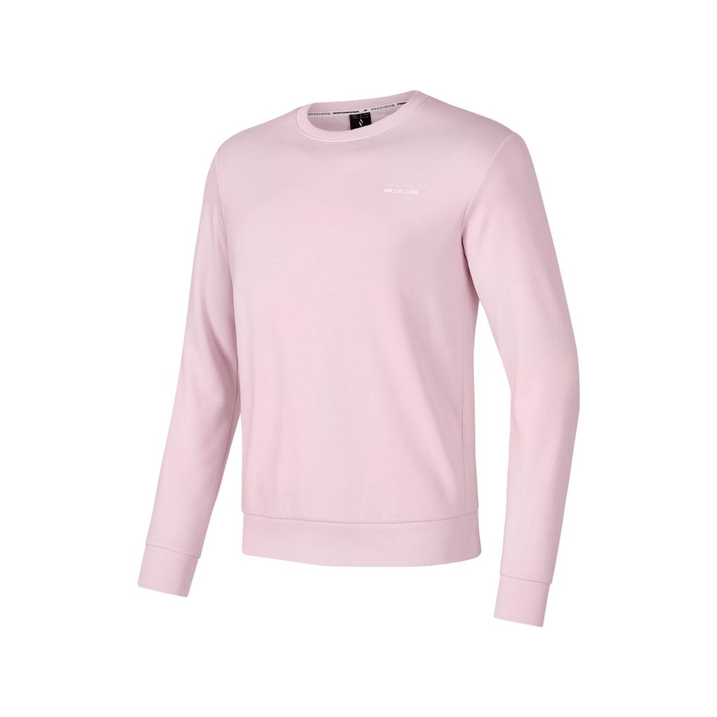 Skechers Solid Color Crew Neck Pullover Sweatshirt Unisex Sweatshirt Pink P424U037-02GM