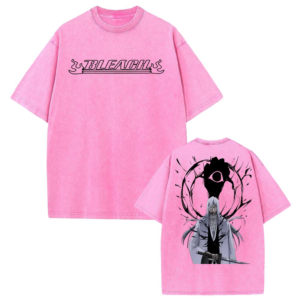 Jūshirō Ukitake Print T-shirt Anime BLEACH Clothing Men Women Short Sleeve Tshirts Retro Washed T Shirt Harajuku Male Cotton Top