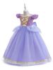 Rapunzel Princess Dress - Girls' Satin Mesh Evening Gown Cosplay Costume
