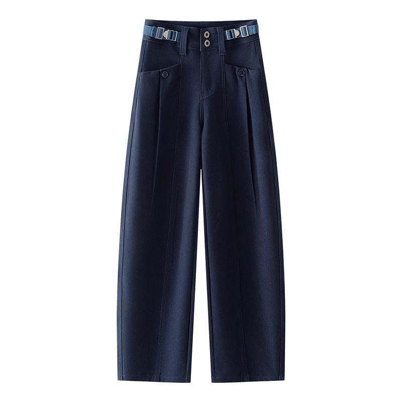 Women's High-Waist Curved Knife Pants - Spring/Autumn 2026, Slimming, Versatile, Straight-Leg, Niche Design.