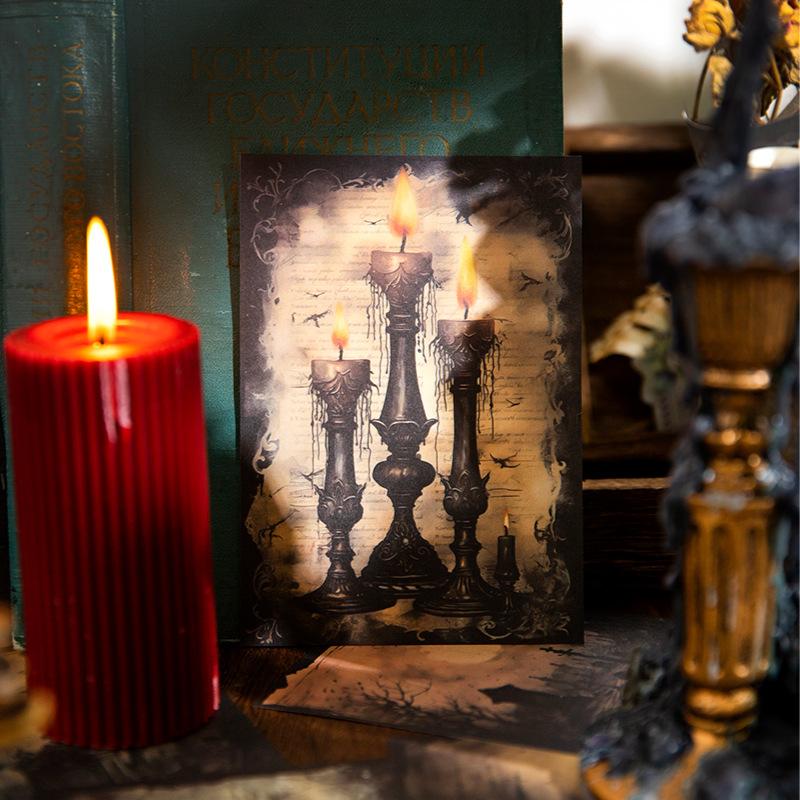 20 Blatt Vintage Gothic Dunkler Stil Verlassenes Schloss Krähenelemente, Mysteriöse & Retro Atmosphäre Scrapbook Dekoration