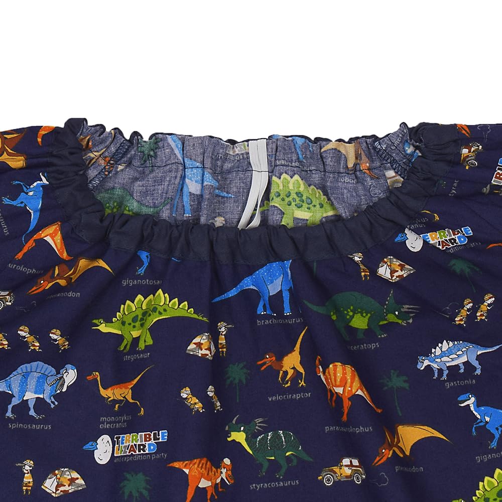 COLORFUL CANDY STYLE Smock Dinosaur Set of 3 Cool Long Sleeve Smocks for Elementary and Stylish Smock (100-110cm) "Discover! Explore! Continent"