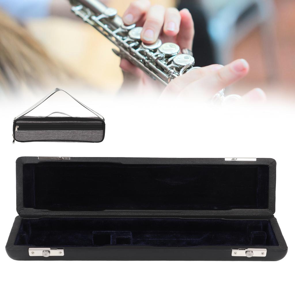 Leder Flötenetui Oxford-Stoff Baumwolle Grau Etuis Hülle Tasche für 16-Loch-Flöten Musikliebhaber