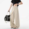 Apricot casual pants men's summer retro straight-leg suit pants cleanfit trendy brand versatile wide-leg trousers