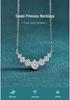 S925 Sterling Silver Moissanite Seven Princess Smile Necklace - Women's Fashion Versatile Pendant, Popular Style Silver Jewelry.