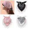 Cashew Flower Print Bandana for Adult Unisex Glittering Crystal Tassesls Head Scarf Neckerchief for Music Festival Party