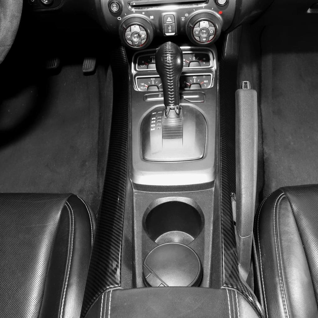 RT-TCZ Carbon Fiber Center Console Gear Shift Panel Side Trim Cover Interior Accessories Decoration for Chevrolet Camaro 2010-2015