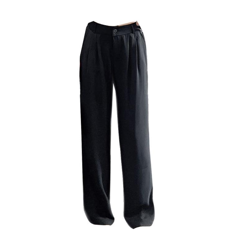 2025 Summer High-Waisted Loose Straight-Leg Drapey Suit Pants with Elastic Back Waistband, Plus Size, High-End Feel.