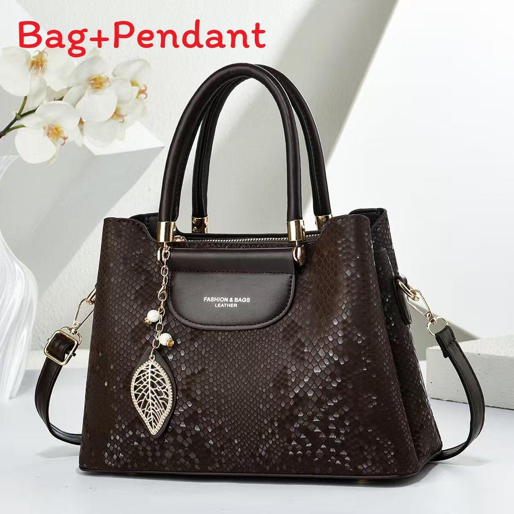 Pu Snake Skin Handbag With Zipper Closure For Daily Casual Use