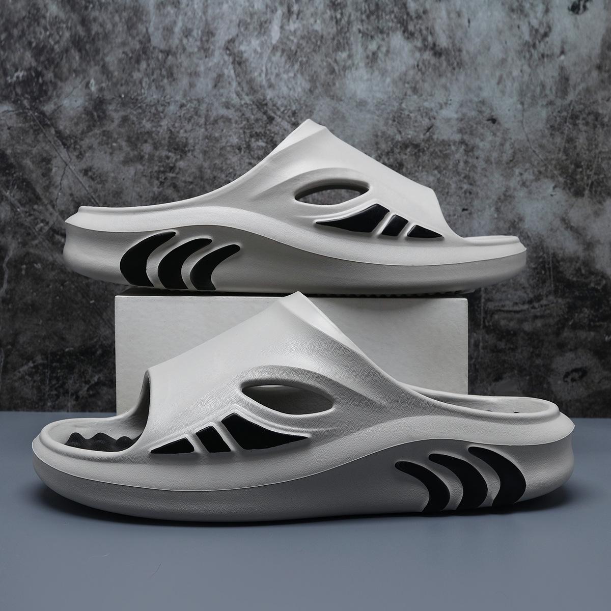 

Тапочки мужские летние на открытом воздухе Тренд спорта и отдыха Net Red A Word Drag Нескользящие толстые тапочки с массажной подошвой Пляжные тапочки 44-45 серый