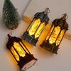 Decorative Holiday Desk Lamp Hexagon Christmas Lantern, LED Vintage Glowing Tabletop with Painted Night Light Scene, Flameless Candle for Bedroom And