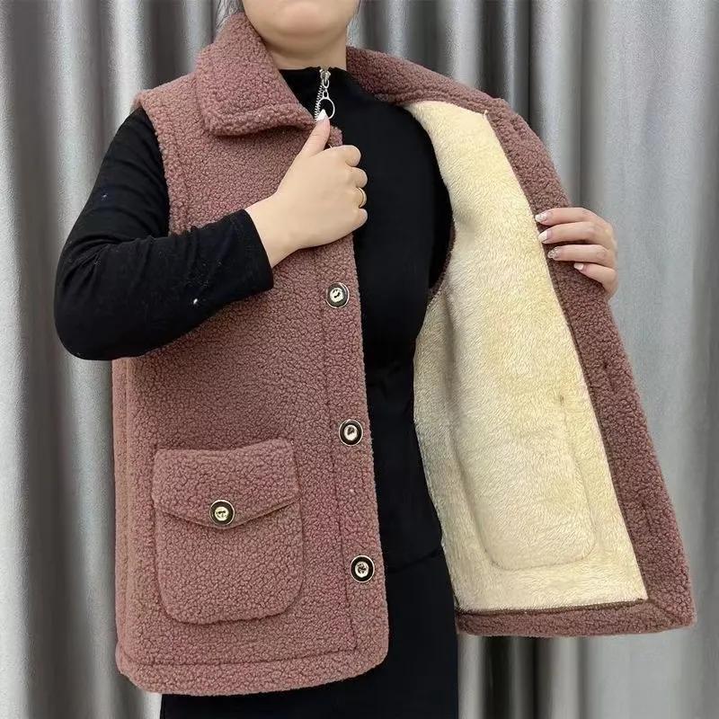 Autumn and Winter Waistcoat Women's Warm Plus Velvet Thickened Waistcoat Polar Fleece Waistcoat Sleeveless Jacket Women