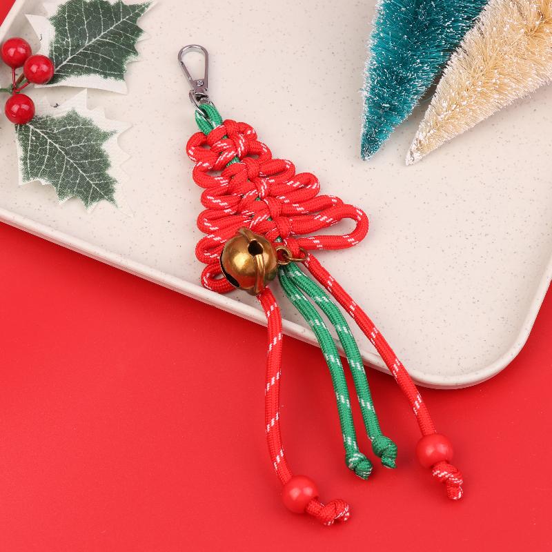 Hand-Woven Christmas Tree Keychain Trendy Creative Braided Rope Keyring  Bag Pendant Hanging Decoration For Xmas Gifts