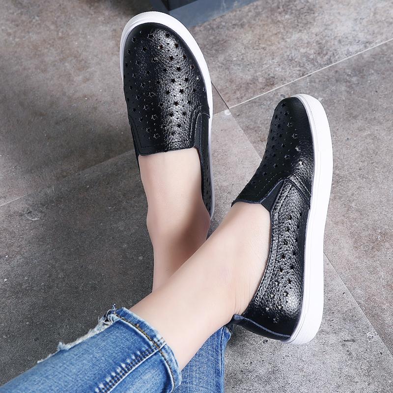 Women’s Sneakers Casual Summer Hollow Slip On Outdoor School Student Silver Shoes Plus Size
