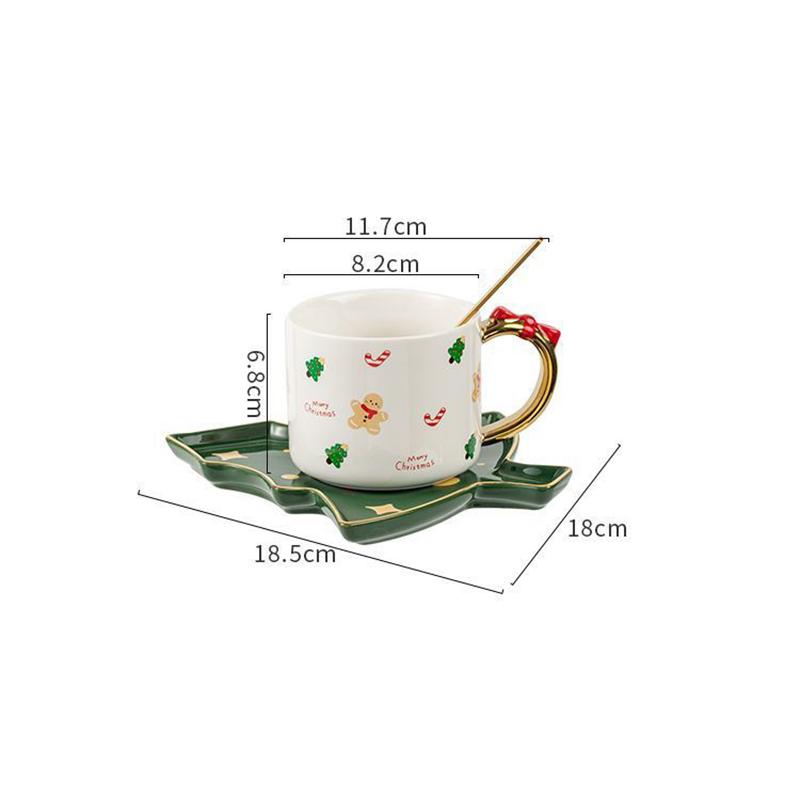 Creative Santa Claus Coffee Cup and Saucer Christmas Tree Ceramic Mug Exquisite Afternoon Tea and Flower Tea Coffee Cup Gift New
