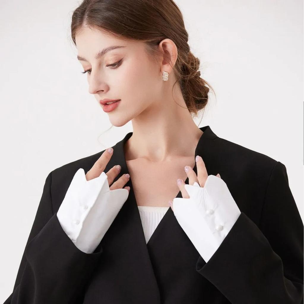 Chemise Faux Manches Poignets Détachables Dentelle Volants Chemises Pull Sweat-shirt Faux Manches Blanc Bracelet