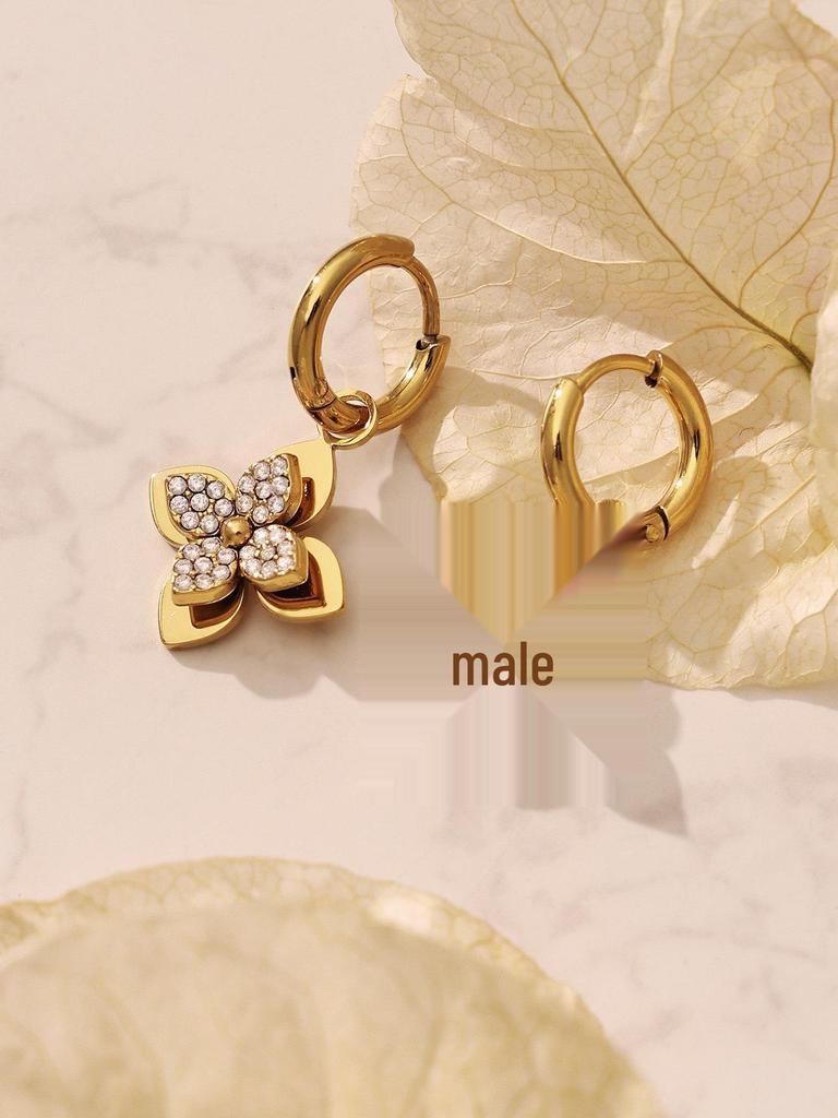 18K Gold Plated Stainless Steel Jewelry Set with Zirconia - Necklace, Bracelet, Earrings - European American Fashion Style.