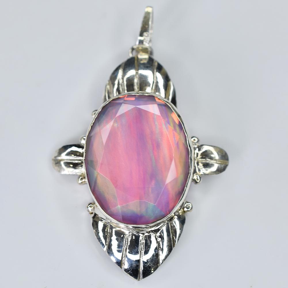 56 Ct Natural Opal Certified 925 Sterling Silver Oval Cut Pendant Best For Gift AI-158-NS