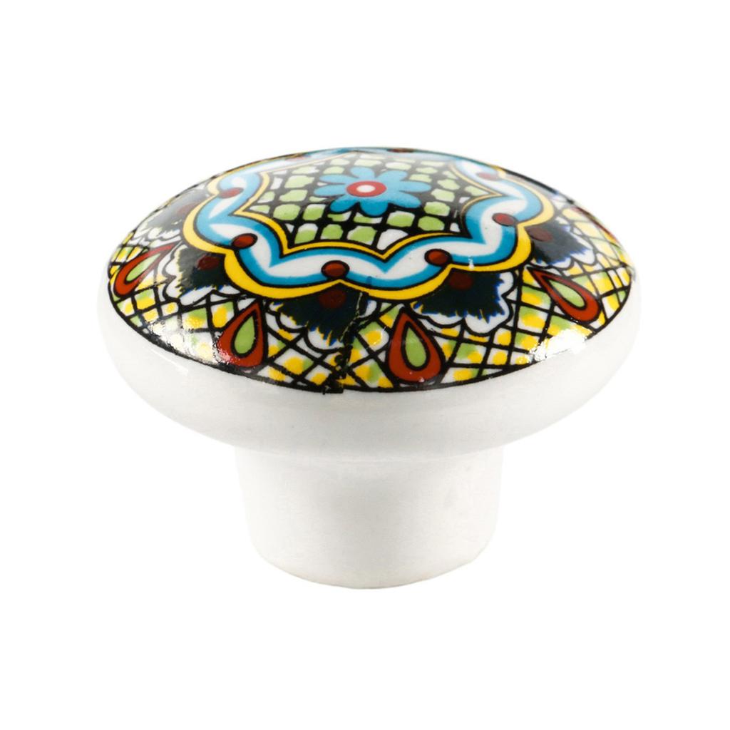 Bohemian Ceramiczna Gałka do Szafki Pojedynczy Otwór Uchwyt do Szuflady z Metalową Podstawą do Mebli Drzwi Retro Okucie Sprzętowe
