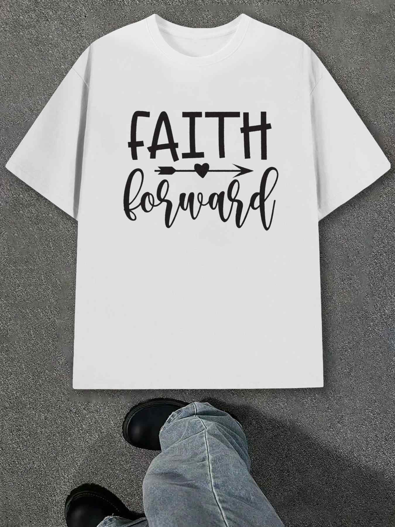 Men s T-Shirt Y2K Faith Forward Arrow White 3XL