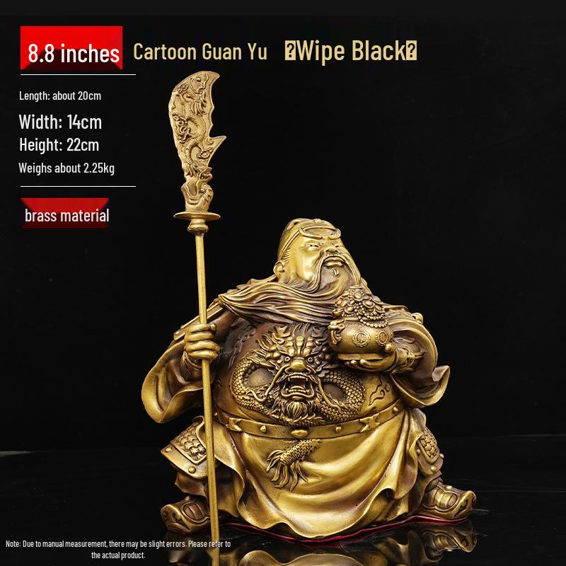Cartoon Guan Yu Bronze Ornament: Guan Gong God of Wealth Statue - Living Room Decor and Opening Gift