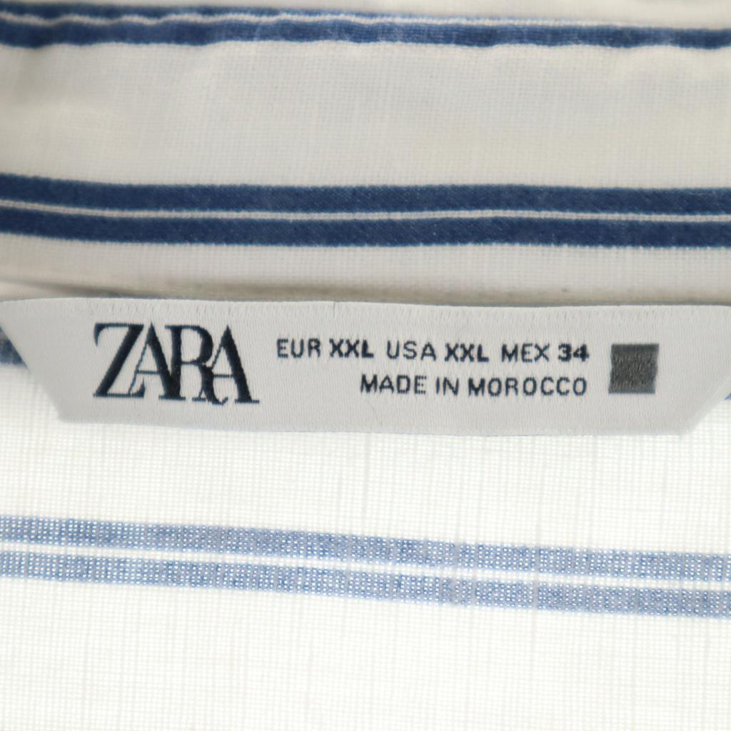 Zara Linen Blend Stripe Long Sleeve Skipper Long Shirt Dress XXL Women Used