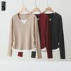 Women's Plus Size Color-Block V-Neck Long-Sleeve Layered Shirt - Autumn 2024 Collection