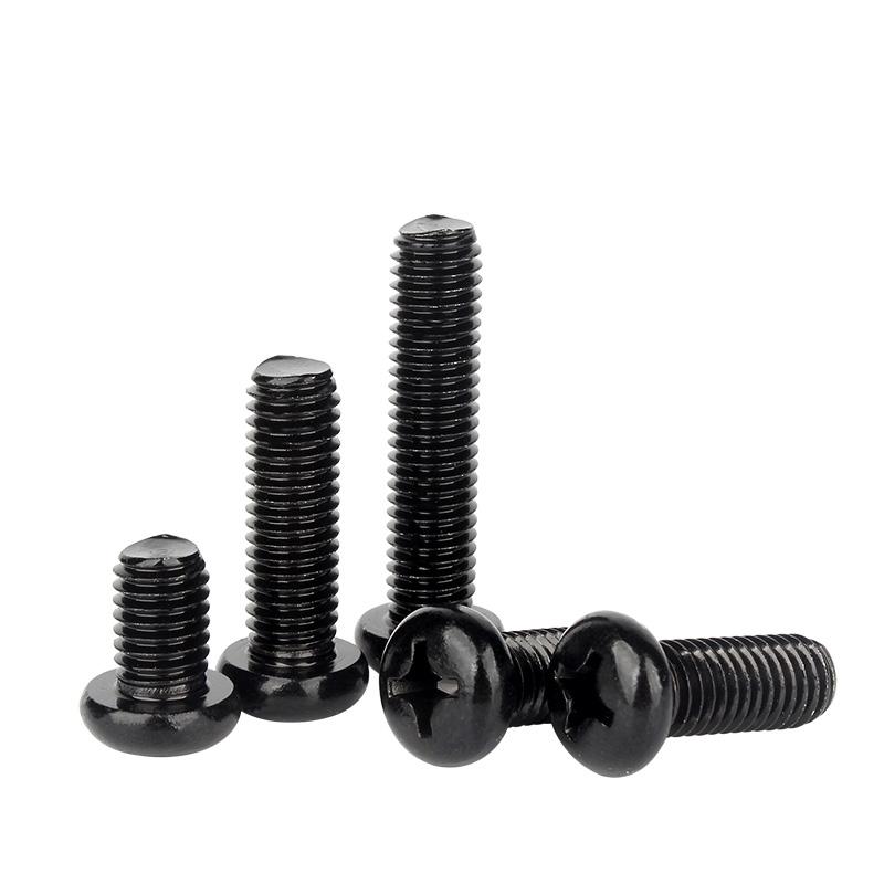 Black Carbon Steel M2 M2.5 M3 M4 M5 M6 M8 Cross Recessed Phillips Truss Head Large Flat Round Head Screw Bolt
