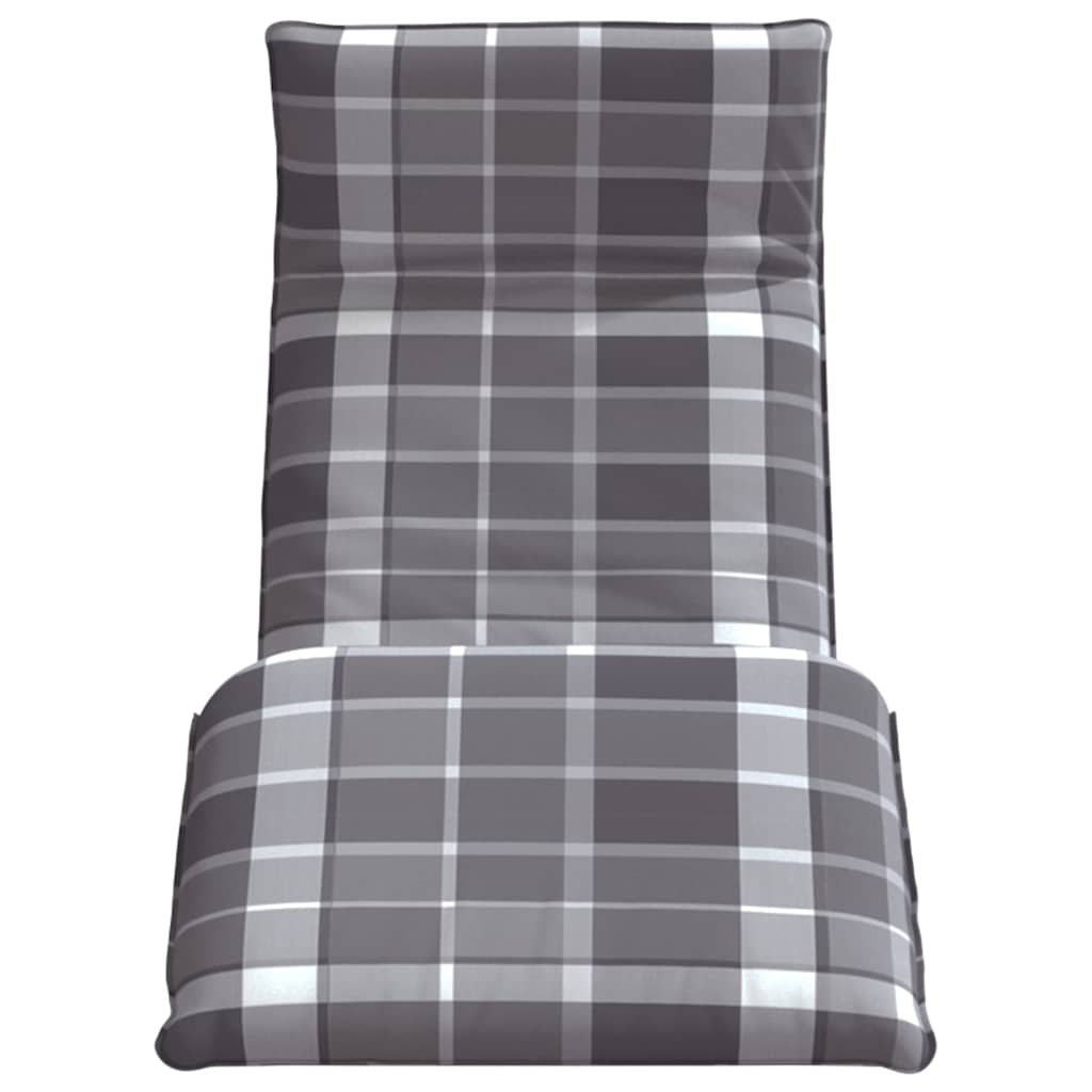Folding Sun Lounger Grey Checkered Pattern 175 X 54 X 8.5 Cm Oxford Fabric