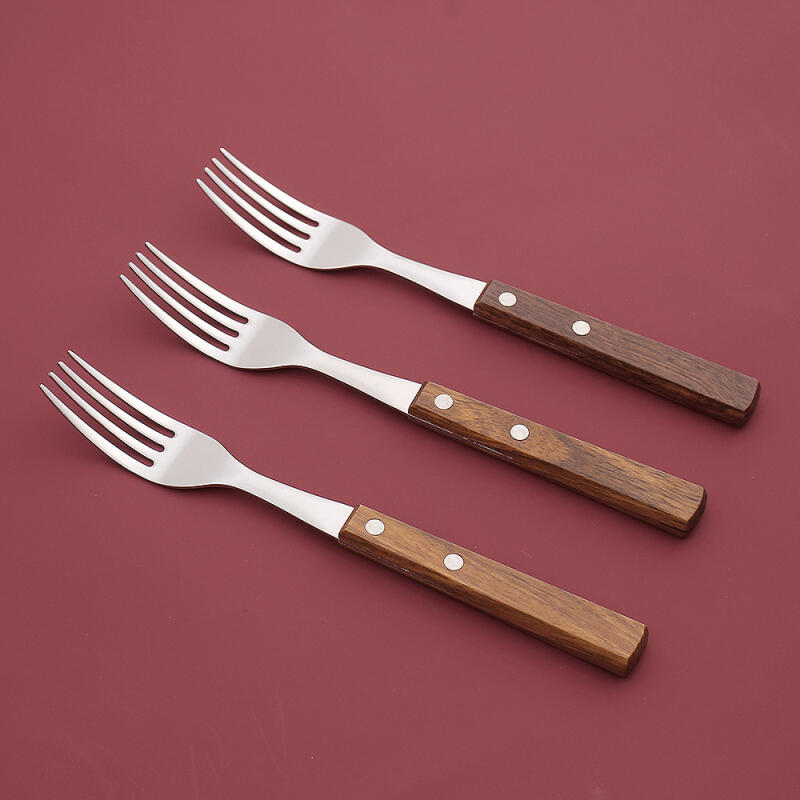 Luxury Wood Handle Dinner Fork 3-piece Set (Walnut)