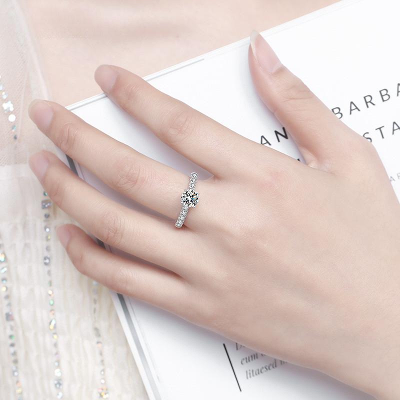 D Color 1 Carat Certified Moissanite Engagement Rings Sterling Silver VVS1 Lab Diamond Halo Ring for Women Wedding Promise Rings