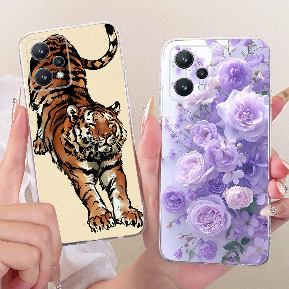 Transparent For Realme Q5 Case RMX3478 Cute Fashion Butterfly Funny Painted Soft Bumper Cover For Real me Q5 Casing