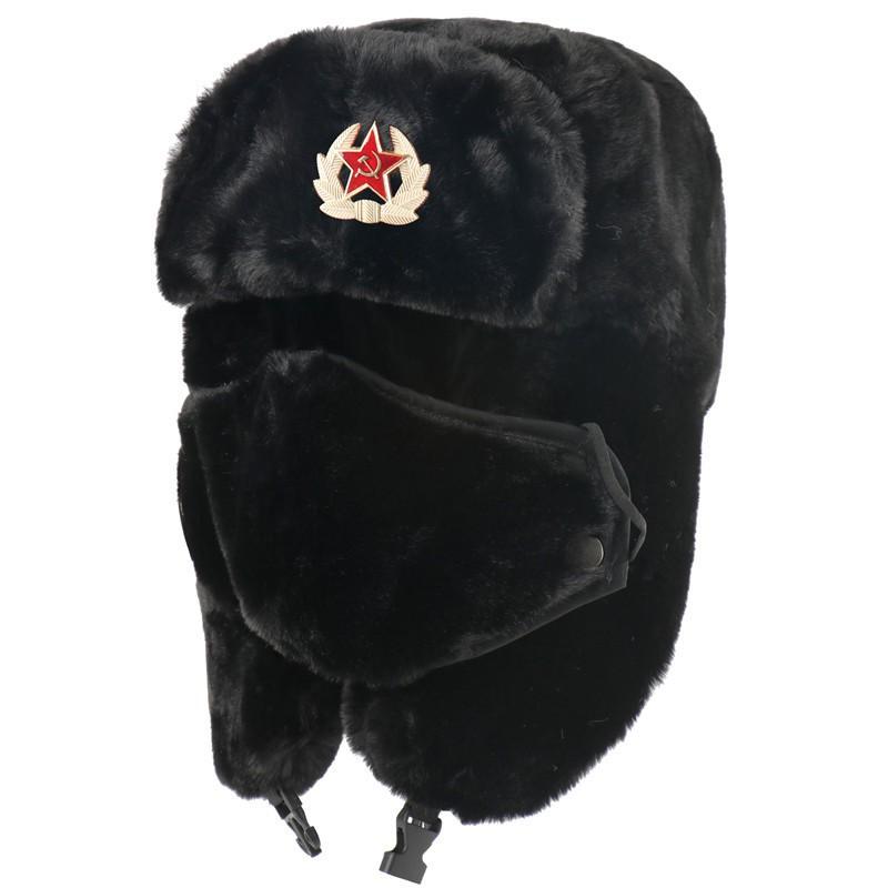 Winter Warm Fleece-Lined Canvas Beanie Hat With Ear Protection Leopard Print Unisex Outdoor Windproof Cap