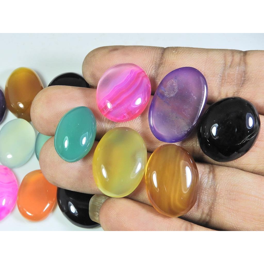 293Cts. Naturalny Pierścionek z Agatu Onyksowego Rozmiar Owalny Kaboszon Luźny Kamień Szlachetny 18 Sztuk Lot A-637