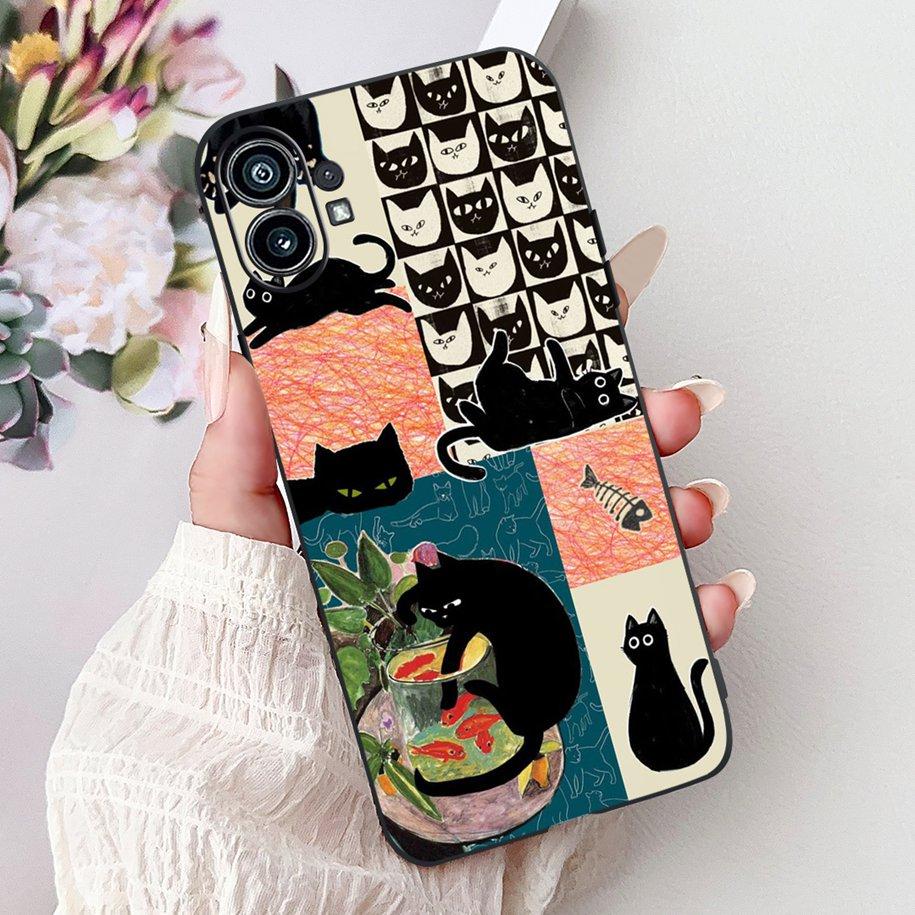 Phone Case 6.55" For Nothing Phone (1) One 1 A063 Soft Black Silicone Shockproof Back Cover For Nothing Phone1 Cartoon Funda New