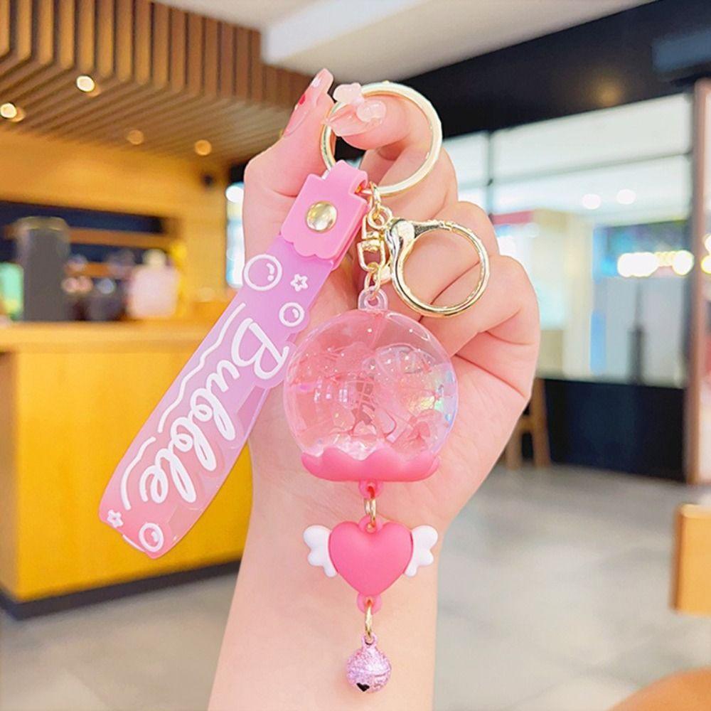 Quicksand Bottle Floating Oil Liquid Keyring Cartoon Acrylic Floating Keyring  Girl Gift