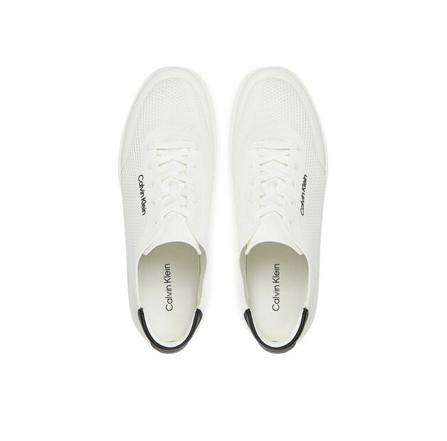 Men's Calvin Klein Low Top Lace Up Knit Sneakers Hm0hm01726 White