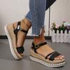 Summer New Large Size Fish Mouth Buckle Wedge Sandals Women's Fashion and Comfort Thick-soled Glossy Women's Sandals