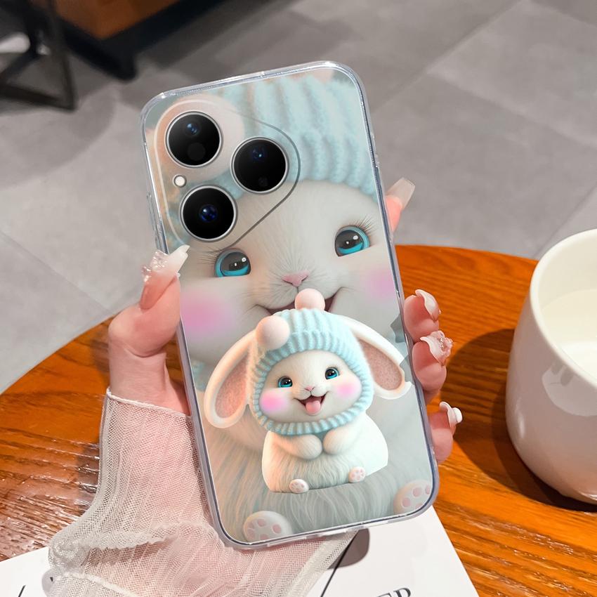 For Huawei Pura 80 70 Pro Plus Ultra Honor X6C 8C Phone Bags Cute Big Eyed Black Cat Patterns Luxury Transparent Lens Protection Case For Huawei Shell