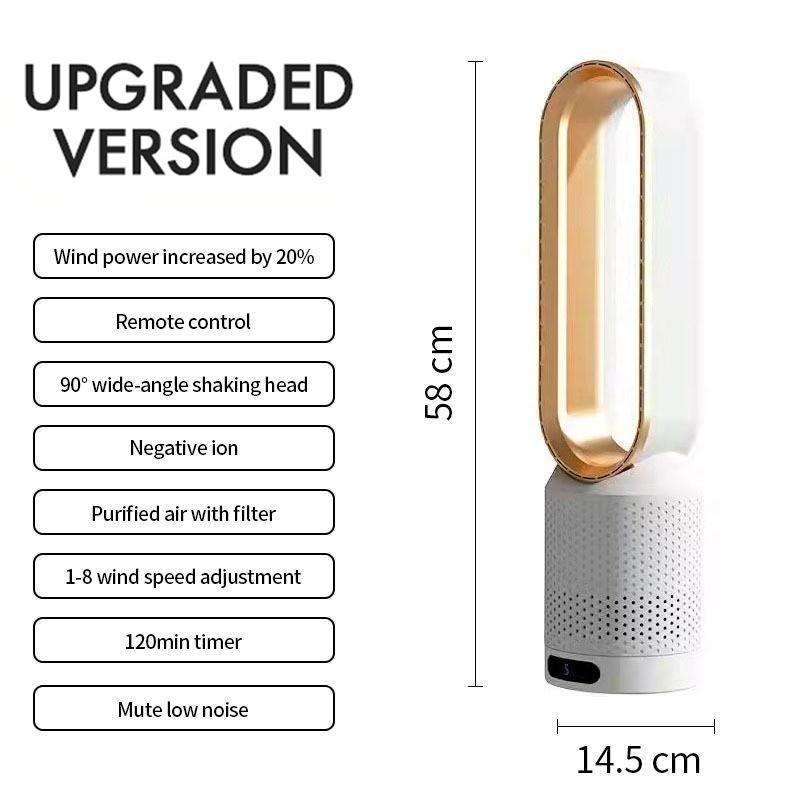 20 Inches Bladeless Air Circulation Fan 3 Modes Freely Adjustable Desktop Fan Household Negative Lons Purification Fan