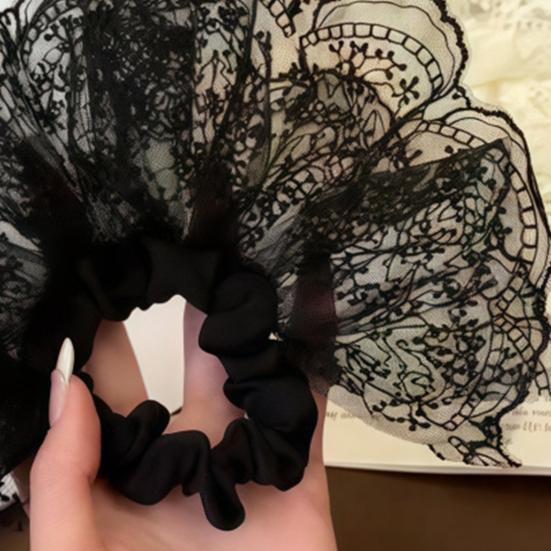 Hair Tie High Elasticity Non-Stretching Double-Layer Lace Korean Style Oversized Skirt Design Hair Rope Buns Ponytails Hair Accessories